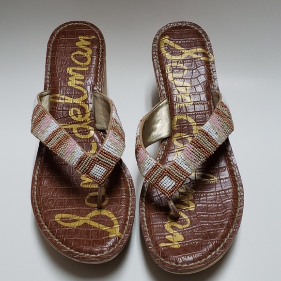 Sam Edelman rosa beaded cork wedge sandle - Picture 3 of 8